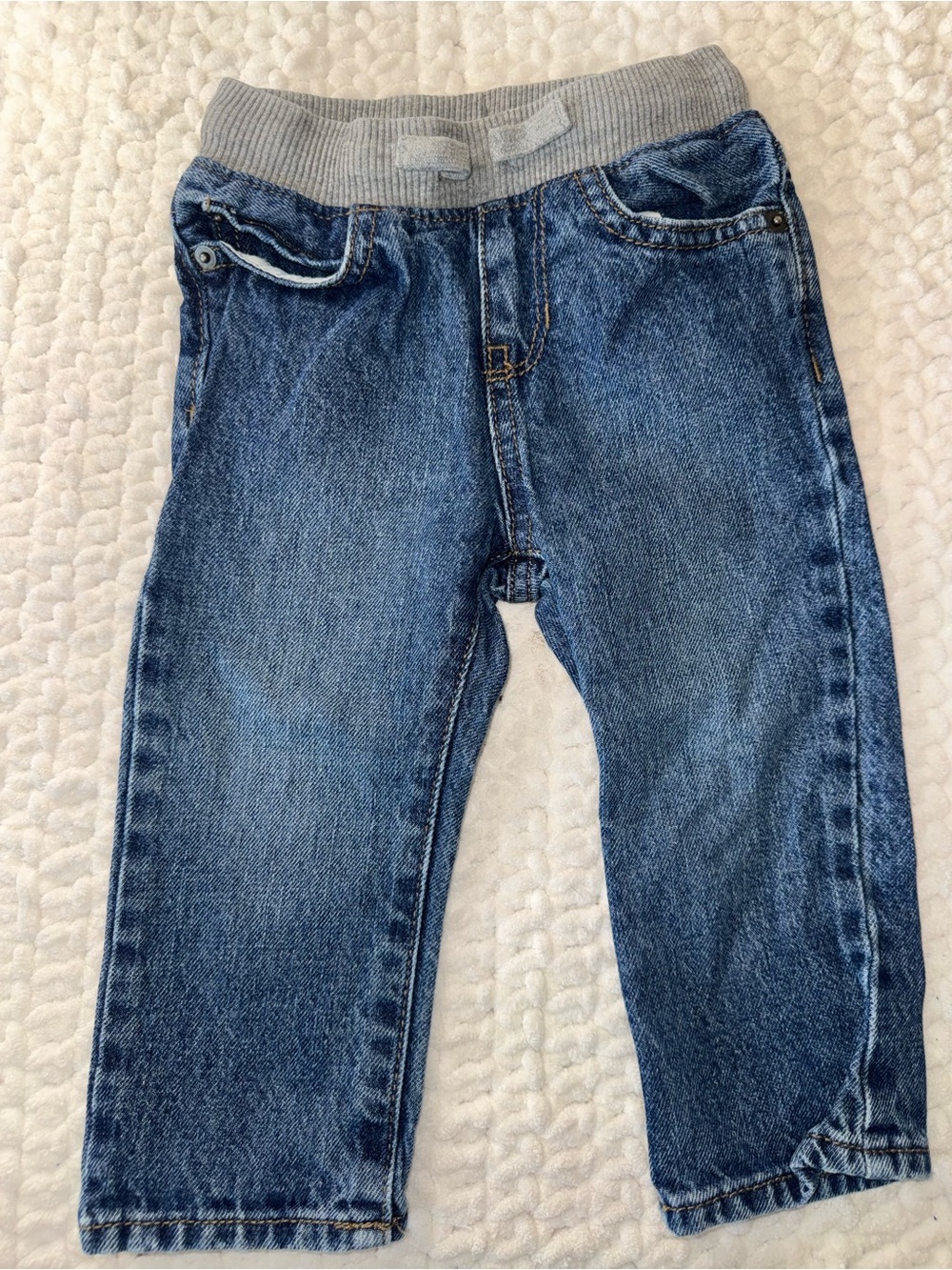 Place Men's Blue Denim Jeans with Gray Elastic Waistband